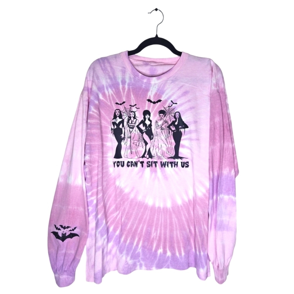 You Can't Sit With Us Tie Dye Pink Long Sleeve Tee Fall Halloween Size Small-2XL